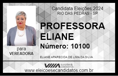 Candidato PROFESSORA ELIANE 2024 - RIO DAS PEDRAS - Eleições