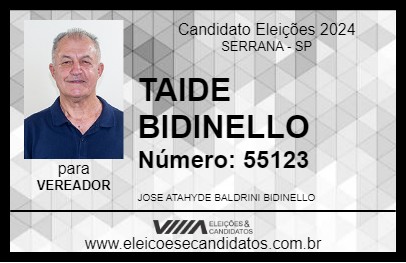 Candidato TAIDE BIDINELLO 2024 - SERRANA - Eleições