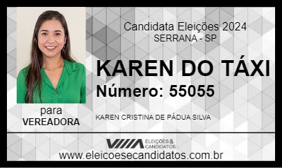 Candidato KAREN DO TÁXI 2024 - SERRANA - Eleições