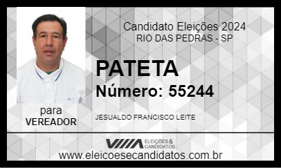 Candidato PATETA 2024 - RIO DAS PEDRAS - Eleições