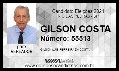 Candidato GILSON COSTA 2024 - RIO DAS PEDRAS - Eleições