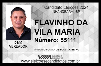 Candidato FLAVINHO DA VILA MARIA 2024 - NHANDEARA - Eleições