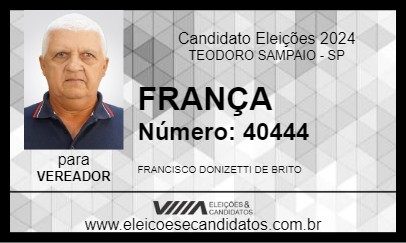 Candidato FRANÇA 2024 - TEODORO SAMPAIO - Eleições