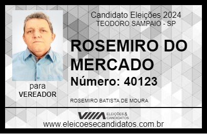 Candidato ROSEMIRO DO MERCADO 2024 - TEODORO SAMPAIO - Eleições