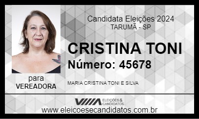 Candidato CRISTINA TONI 2024 - TARUMÃ - Eleições