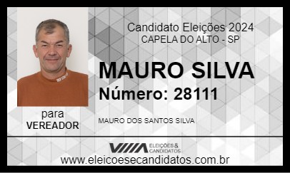 Candidato MAURO SILVA 2024 - CAPELA DO ALTO - Eleições