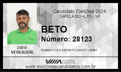 Candidato BETO 2024 - CAPELA DO ALTO - Eleições