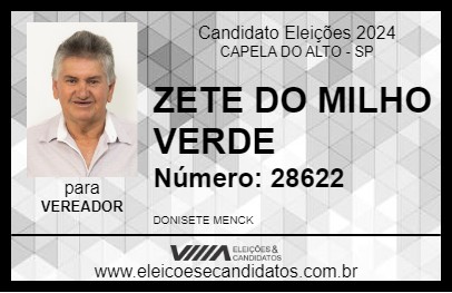 Candidato ZETE DO MILHO VERDE 2024 - CAPELA DO ALTO - Eleições