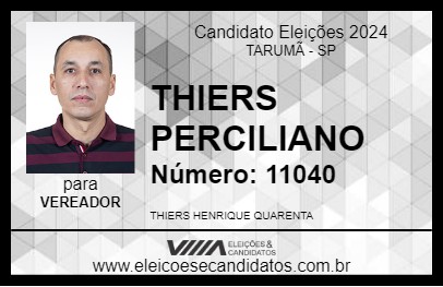 Candidato THIERS PERCILIANO 2024 - TARUMÃ - Eleições