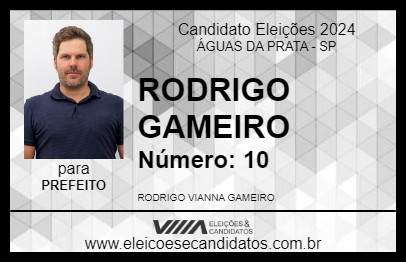 Candidato RODRIGO GAMEIRO 2024 - ÁGUAS DA PRATA - Eleições