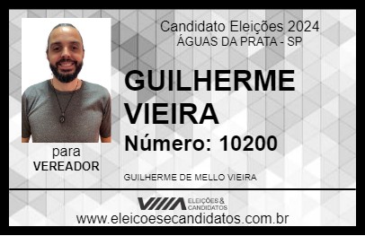 Candidato GUILHERME VIEIRA 2024 - ÁGUAS DA PRATA - Eleições