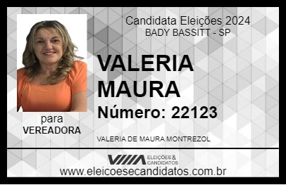 Candidato VALERIA MAURA 2024 - BADY BASSITT - Eleições