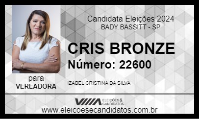 Candidato CRIS BRONZE 2024 - BADY BASSITT - Eleições