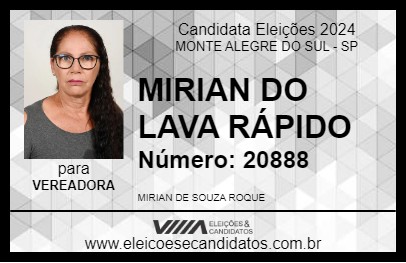 Candidato MIRIAN DO LAVA RÁPIDO 2024 - MONTE ALEGRE DO SUL - Eleições