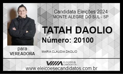 Candidato TATAH DAOLIO 2024 - MONTE ALEGRE DO SUL - Eleições