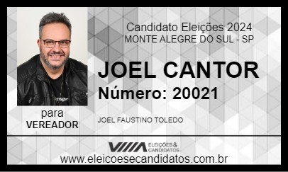 Candidato JOEL CANTOR 2024 - MONTE ALEGRE DO SUL - Eleições