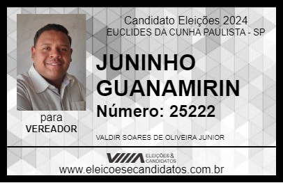 Candidato JUNINHO GUANAMIRIN 2024 - EUCLIDES DA CUNHA PAULISTA - Eleições