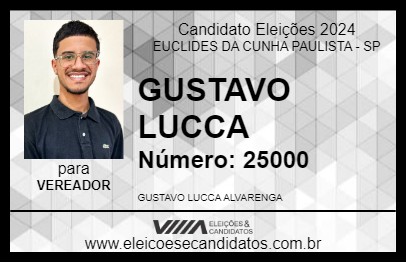 Candidato GUSTAVO LUCCA 2024 - EUCLIDES DA CUNHA PAULISTA - Eleições