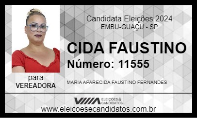 Candidato CIDA FAUSTINO 2024 - EMBU-GUAÇU - Eleições