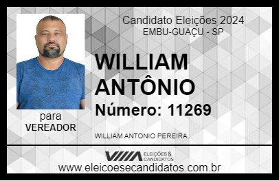 Candidato WILLIAM ANTÔNIO 2024 - EMBU-GUAÇU - Eleições