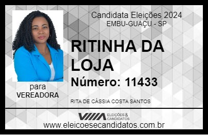 Candidato RITINHA DA LOJA 2024 - EMBU-GUAÇU - Eleições