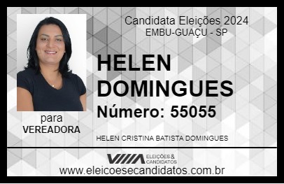 Candidato HELEN DOMINGUES 2024 - EMBU-GUAÇU - Eleições