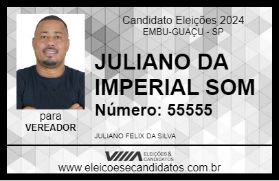 Candidato JULIANO DA IMPERIAL SOM 2024 - EMBU-GUAÇU - Eleições