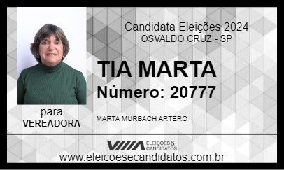 Candidato TIA MARTA 2024 - OSVALDO CRUZ - Eleições