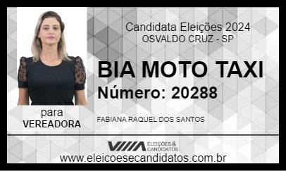 Candidato BIA MOTO TAXI 2024 - OSVALDO CRUZ - Eleições