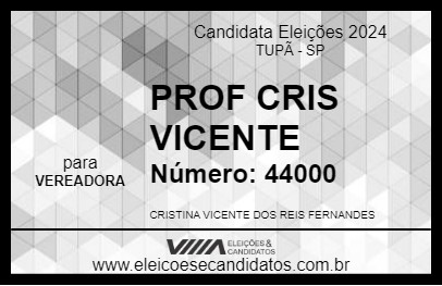 Candidato PROF CRIS VICENTE 2024 - TUPÃ - Eleições