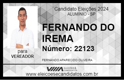 Candidato FERNANDO DO IREMA 2024 - ALUMÍNIO - Eleições