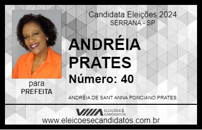 Candidato ANDRÉIA PRATES 2024 - SERRANA - Eleições