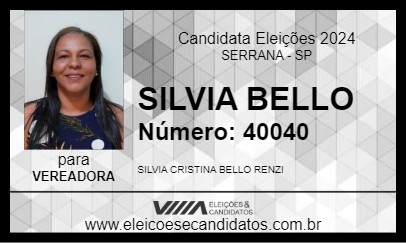 Candidato SILVIA BELLO 2024 - SERRANA - Eleições