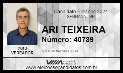 Candidato ENGENHEIRO ARI TEIXEIRA 2024 - SERRANA - Eleições