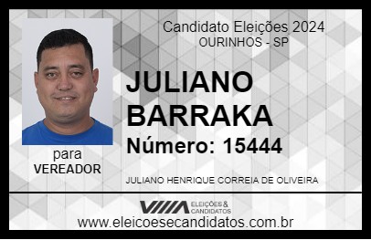 Candidato JULIANO BARRAKA 2024 - OURINHOS - Eleições