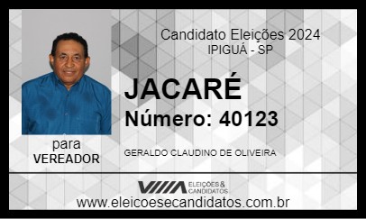 Candidato JACARÉ 2024 - IPIGUÁ - Eleições