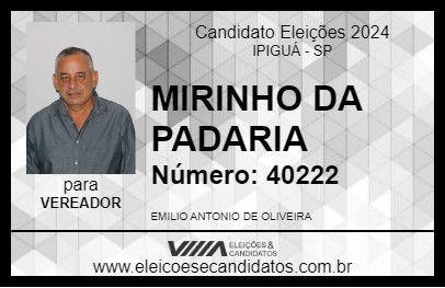 Candidato MIRINHO DA PADARIA 2024 - IPIGUÁ - Eleições