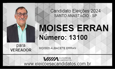 Candidato MOISES ERRAN 2024 - SANTO ANASTÁCIO - Eleições