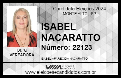 Candidato ISABEL NACARATTO 2024 - MONTE ALTO - Eleições