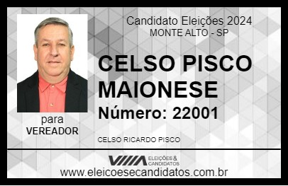 Candidato CELSO PISCO MAIONESE 2024 - MONTE ALTO - Eleições