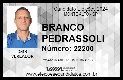 Candidato BRANCO PEDRASSOLI 2024 - MONTE ALTO - Eleições