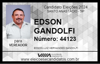 Candidato EDSON GANDOLFI 2024 - SANTO ANASTÁCIO - Eleições