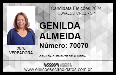 Candidato GENILDA ALMEIDA 2024 - OSVALDO CRUZ - Eleições