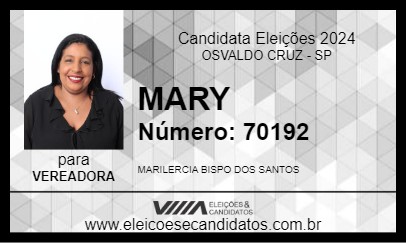 Candidato MARY 2024 - OSVALDO CRUZ - Eleições