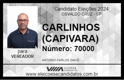 Candidato CARLINHOS (CAPIVARA) 2024 - OSVALDO CRUZ - Eleições