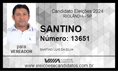 Candidato SANTINO 2024 - RIOLÂNDIA - Eleições