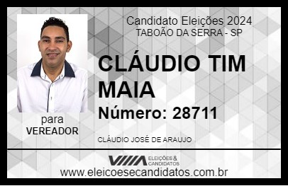 Candidato CLÁUDIO TIM MAIA 2024 - TABOÃO DA SERRA - Eleições