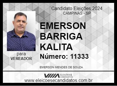 Candidato EMERSON BARRIGA KALITA 2024 - CAMPINAS - Eleições