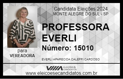 Candidato PROFESSORA EVERLI 2024 - MONTE ALEGRE DO SUL - Eleições