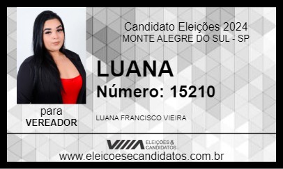 Candidato LUANA 2024 - MONTE ALEGRE DO SUL - Eleições